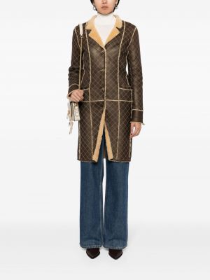 Pikowany płaszcz Chanel Pre-owned brązowy