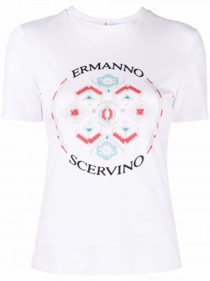 Abstrakt trykk trykt t-skjorte Ermanno Scervino hvit