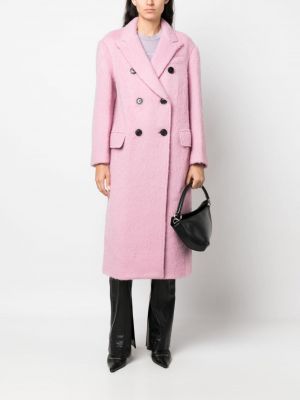 Vlněný kabát Stand Studio růžový
