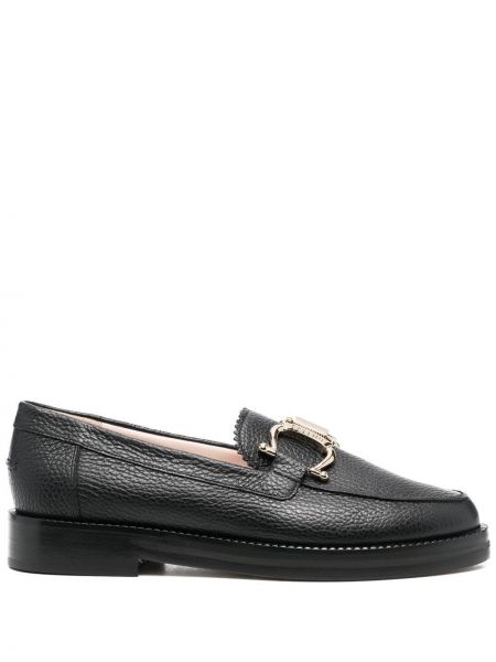 Skinn loafers Pollini svart