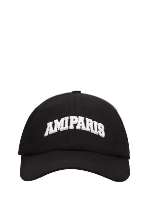 Памучна шапка Ami Paris черно