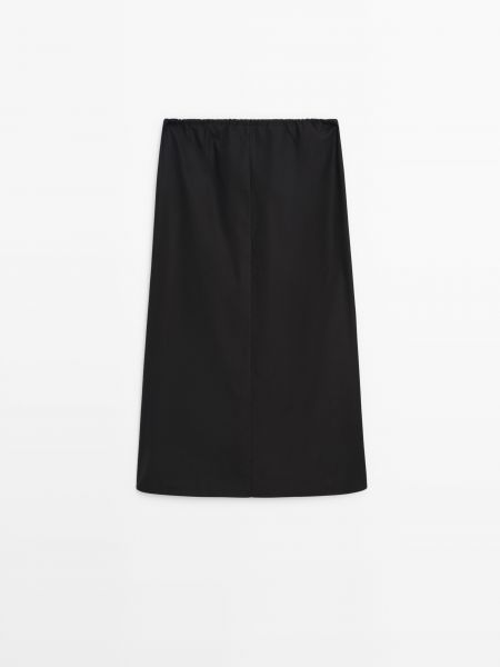 Хлопковая юбка Massimo Dutti черная