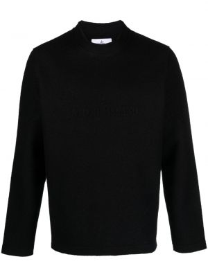 Volneni pulover z vezenjem Stone Island črna