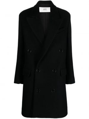 Μάλλινο παλτό Ami Paris μαύρο