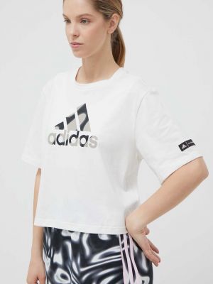 Bavlněné tričko Adidas Performance bílé