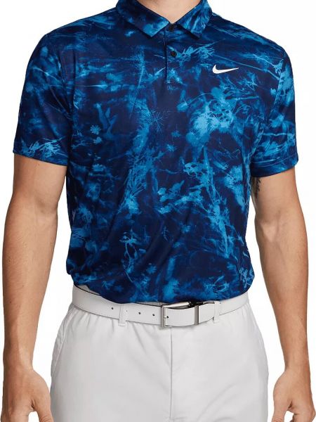 Мужская рубашка-поло для гольфа с цветочным принтом Nike Dri-FIT Tour синий