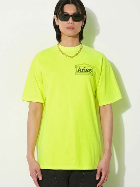 Бавовняна футболка з принтом Aries жовта