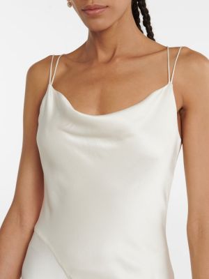 Копринена сатенена макси рокля Roksanda бяло