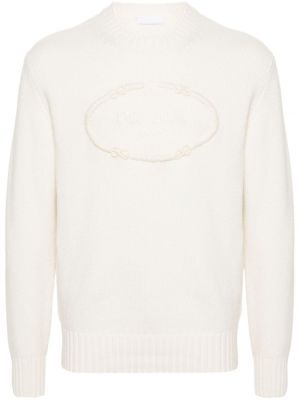 Пуловер бродиран Prada бяло