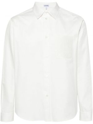 Haftowana koszula bawełniana Loewe biała
