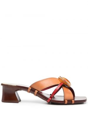 Lær mules Tory Burch brun