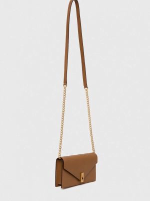 Бежевая кожаная сумка через плечо Polo Ralph Lauren