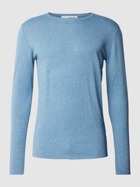 Dzianinowy sweter bawełniany Selected niebieski