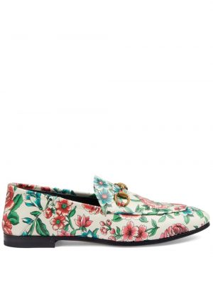 Květinové loafers s potiskem Gucci bílé