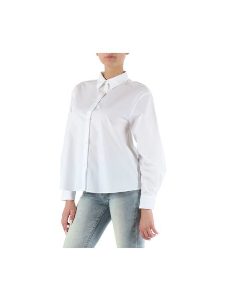 Haftowana koszula bawełniana Armani Exchange biała