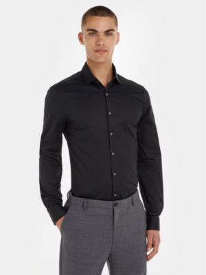 Slim fit priliehavá košeľa Calvin Klein čierna