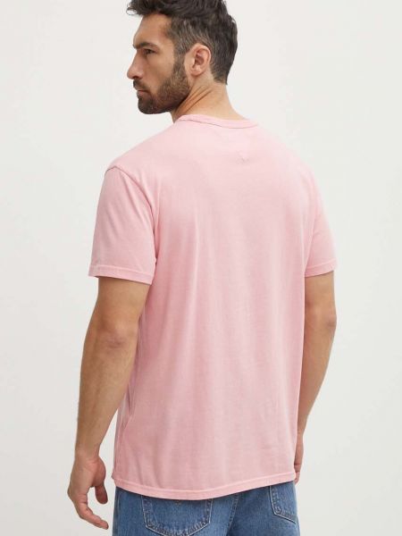Однотонная хлопковая футболка Tommy Jeans розовая