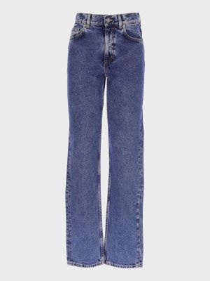 Прямые брюки с высокой талией на молнии слим Cross Jeans синие