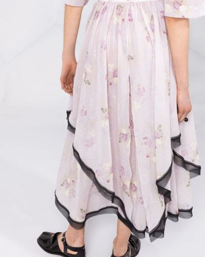 Květinové dlouhé šaty s potiskem Ulyana Sergeenko růžové