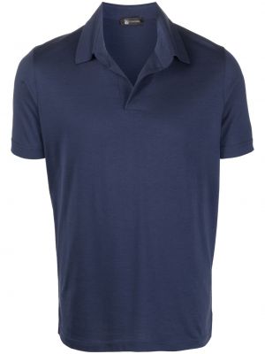 Копринена поло тениска Colombo синьо