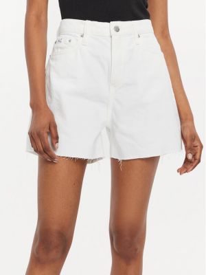 Priliehavé džínsové šortky Calvin Klein Jeans biela