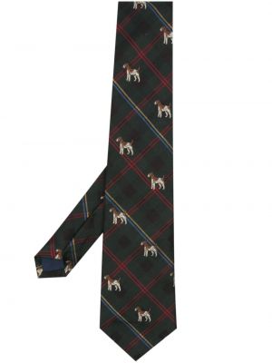 Kostkovaná hedvábná kravata Polo Ralph Lauren zelená