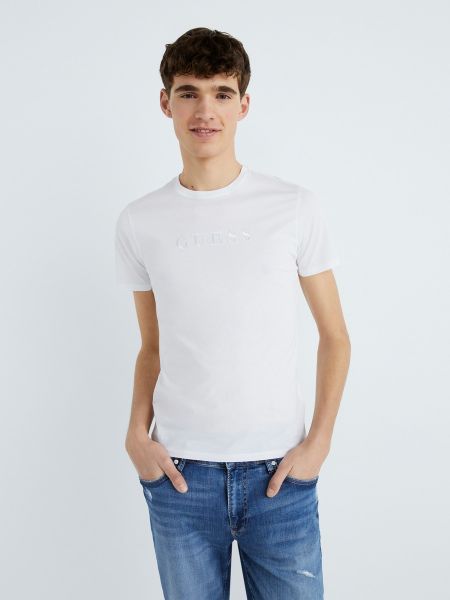 Camiseta con bordado manga corta Guess blanco