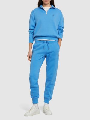 Bavlnené teplákové nohavice Polo Ralph Lauren modrá