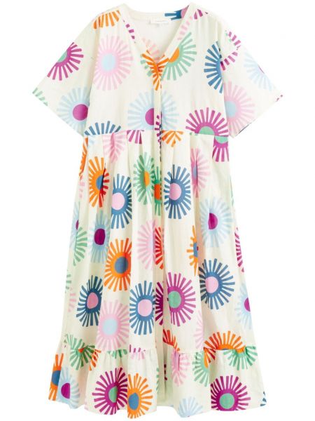 Obleka s cvetličnim vzorcem s potiskom Chinti & Parker bela