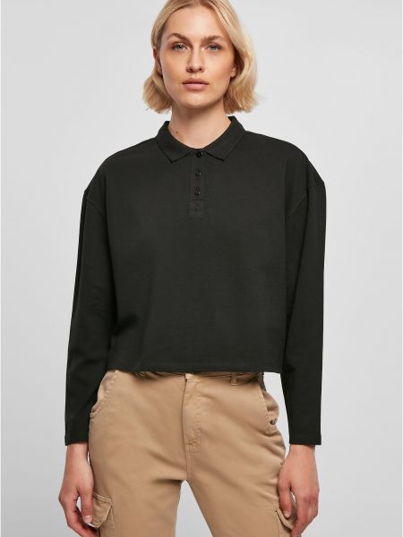 Polo marškinėliai ilgomis rankovėmis oversize Uc Ladies juoda