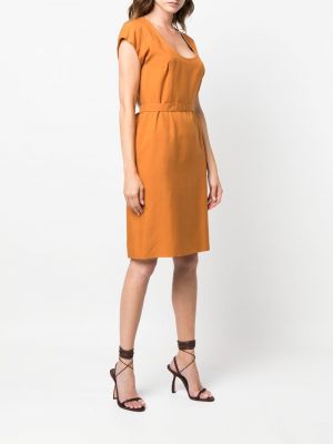 Hedvábné šaty Yves Saint Laurent Pre-owned oranžové