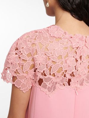 Φόρεμα με δαντέλα Oscar De La Renta ροζ