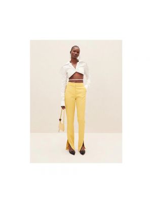 Pantalones de cintura alta de lino Jacquemus amarillo