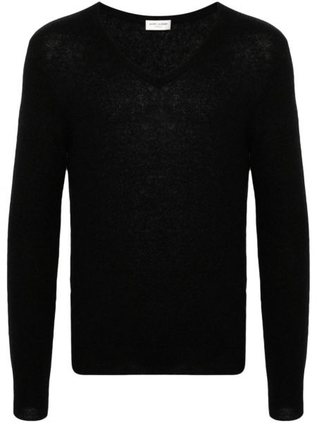 Μεταξωτός πουλόβερ κασμίρ Saint Laurent μαύρο