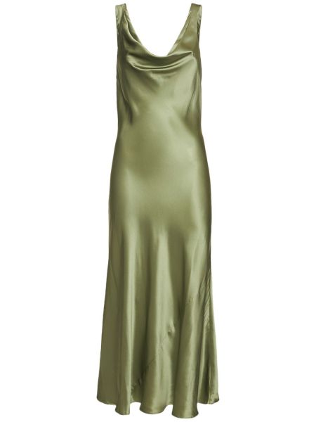 Vestido midi de seda Reformation verde