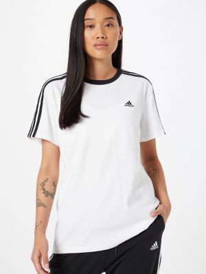Csíkos pamut póló Adidas fehér