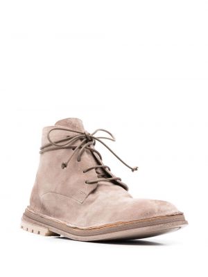 Nėriniuotos zomšinės auliniai batai su raišteliais Marsell smėlinė