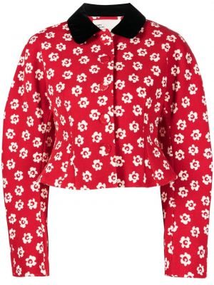 Peplum jakna s cvetličnim vzorcem s potiskom Tory Burch rdeča
