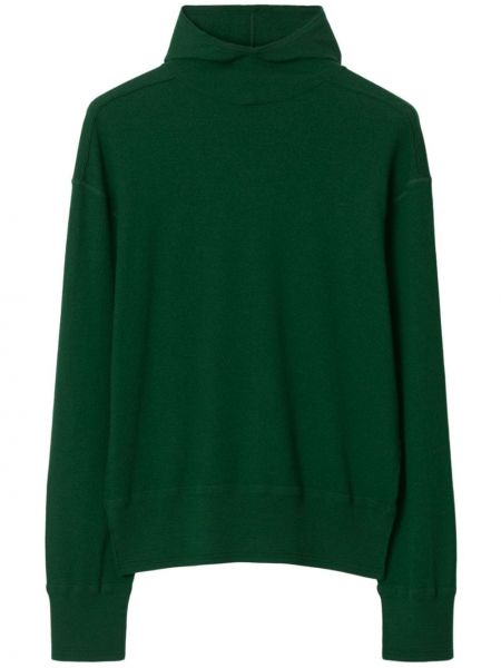 Vilnonis siuvinėtas džemperis su gobtuvu Burberry žalia