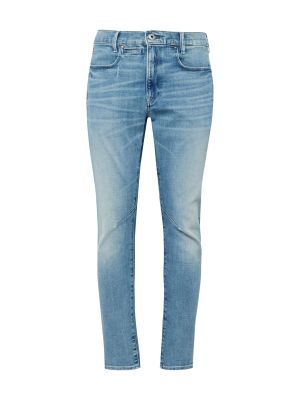 Jednofarebné bavlnené džínsy na zips G-star Raw - modrá