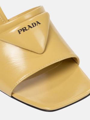 Кожени сандали Prada жълто