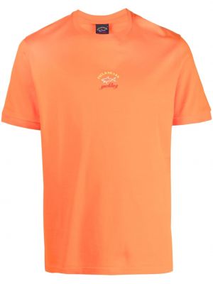 Памучна тениска с принт Paul & Shark оранжево