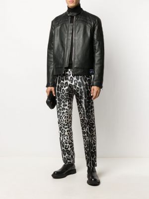 Pantalones rectos leopardo Dolce & Gabbana negro