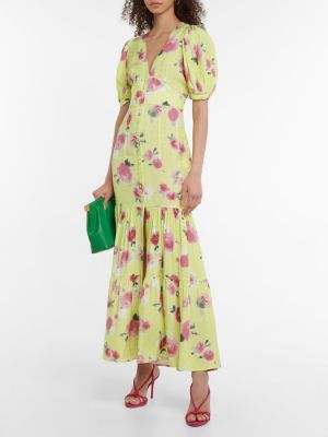 Midi obleka s cvetličnim vzorcem iz žakarda Rotate Birger Christensen rumena