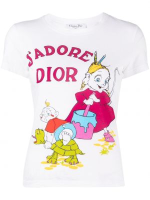 Raštuotas marškinėliai Christian Dior balta
