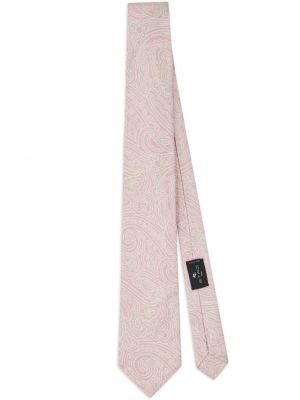 Jedwabny krawat z nadrukiem z wzorem paisley Etro różowy