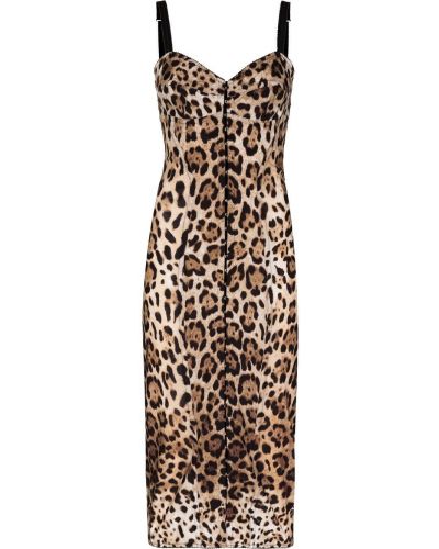 Raštuotas vakarinė suknelė leopardinis Dolce & Gabbana