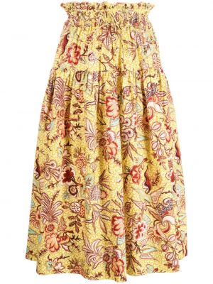 Plisované květinové midi sukně s potiskem Ulla Johnson žluté