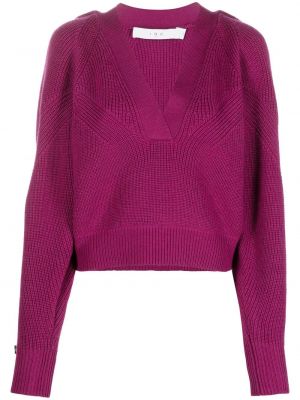 Pleten pulover z v-izrezom Iro vijolična