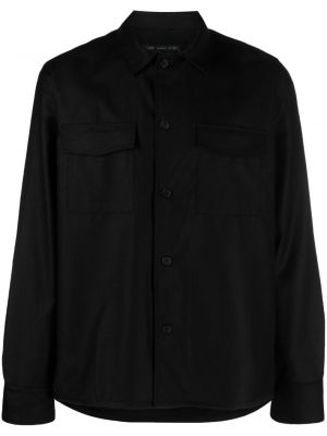 Vlněná košile Low Brand černá